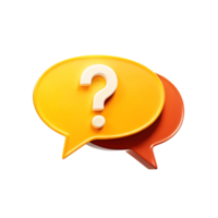 3D Render of Two Overlapping Speech Bubbles with a Question Mark png