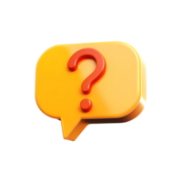 3D Render of an Orange Speech Bubble with a Red Question Mark png