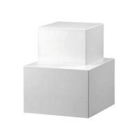 Twotiered white blank cube display stand for product presentation and advertisement png