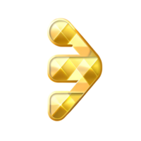 Golden Arrow Icon Design with Diamond Pattern Texture Elegant 3D Render png