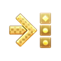 Golden Arrow Button Interface Design with Three Gold Square Buttons png