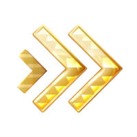 Shiny Golden Triple Chevron Arrow Rightward Direction Pointer Navigation Symbol png
