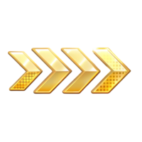 Triple Golden Arrows pointing right design element for game UI UX interface png