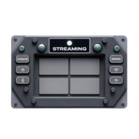 Futuristic Streaming Control Panel with Multiple Buttons and Six Large Pads png