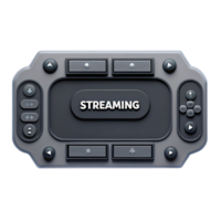 Futuristic Streaming Device Control Panel with Various Buttons and Directional Arrows png