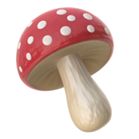 A 3D Render of a Red Mushroom with White Spots on a transparent Background is a Fun and Whimsical png