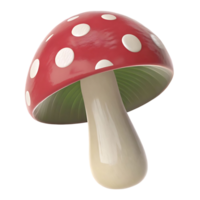 A digitally rendered of a red mushroom with white spots on a transparent background a whimsical illustration of a toadstool png