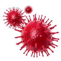 Microscopic View of Red Viruses in 3D Rendering on transparent Background Detailed Cellular Structure of Infectious Agents png