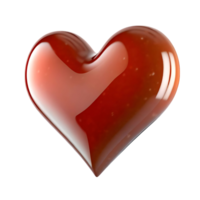 A shiny red heart shape on a transparent background a 3D rendering of a glossy heart png