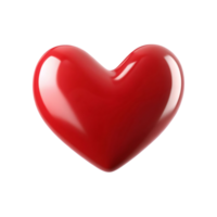 A Shiny Red Heart Shape on transparent Background Romantic Love Symbol 3D Render png