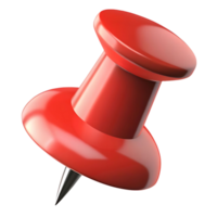 A Red Push Pin Isolated on a transparent Background 3D Render Illustration png