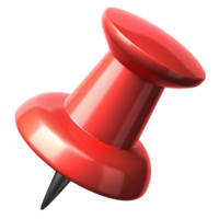 A 3D Render of a Shiny Red Push Pin on a transparent Background. A Realistic Illustration of an Office Supply png