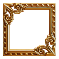Ornate Golden Frame with Intricate Scrollwork and Decorative Studs png