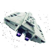 Futuristic Spaceship Design in Deep Space a 3D Render of a White Sci Fi Vessel png