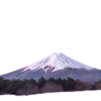Majestic Mount Fuji at Dawn Surrounded by a Misty Forest png