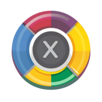 Colorful Circular Graphic with Central X Symbol Modern Design Element for Website App or Presentation png