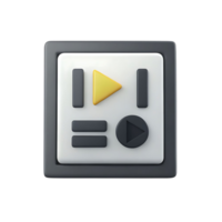 Three Dimensional Render of a Minimalist Music Player Interface with Play Pause and Repeat Buttons png