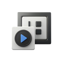 3D Render of Play Button and Power Outlet Interface Design Element png
