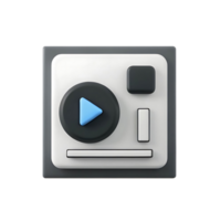 3D Render of a Modern Minimalist Music Player Interface Button png