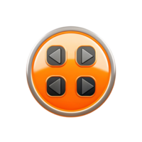 Shiny Orange Circle with Four Arrow Buttons for Media Control Navigation png