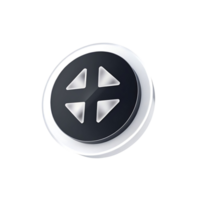 3D Render of a Circular Four Arrow Navigation Button Control Interface Element png