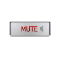 A Red Mute Button with a Silver Frame on a transparent Background A 3D Rendered png