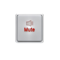 A shiny white mute button with a red mute icon and text on a transparent background png