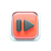 3D Render of a Rewind Button Icon a Shiny Orange Square with Gray Arrows png