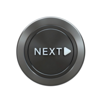 Circular Metal Next Button with Play Icon 3D Render Graphic Design Element png
