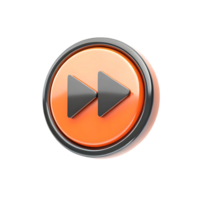 3D Render of an Orange and Gray Fast Forward Button Icon for Media Player png