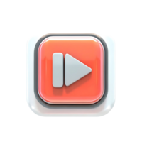 3D Render of a Glossy Step Backward Button Icon for Media Player User Interface png