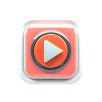Shiny Pink Play Button 3D Render Square Icon Media Player png
