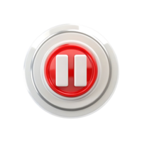 3D Render of a Red and White Pause Button with Circular Design Elements png