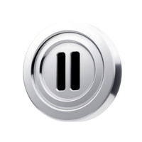 Metallic Chrome Pause Button Icon Design Element for User Interface UX UI png