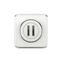 White Square Electrical Outlet with Metallic Trim and Pause Symbol png