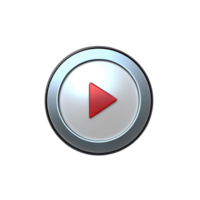 Sleek 3D Render of a Red Play Button on a Metallic Circular Interface png