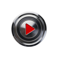 Sleek Metallic Red Play Button Digital Interface Design Element png