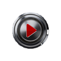 Futuristic Metallic Red Play Button Icon Design Modern Technology Interface Element png