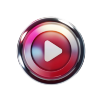 Shiny Red and Chrome Play Button Media Player Interface Design png