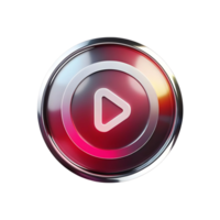 Sleek metallic play button with vibrant red gradient glow effect png