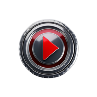 Sleek Metallic Red Play Button Icon Design for Media Player Interface png