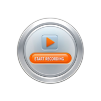 Circular Start Recording Button with Play Icon and Metallic Design Element png