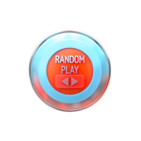 Shiny Circular Random Play Button with Shuffle Arrows 3D Render png