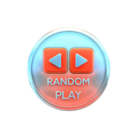 3D Render of a Random Play Button with Previous and Next Arrows png