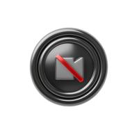 transparent Circular Button with Red CrossedOut Camera Icon 3D Render png