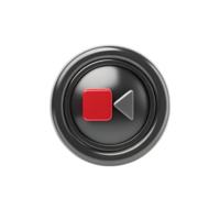 3D Render of a Red and Gray Record Button Representing Media Playback Control png