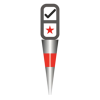 Abstract 3D Rendering of a Conical Object with Check Mark and Star Icons png