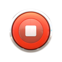 Glossy Red Stop Button with Silver Bezel 3D Render High Quality png