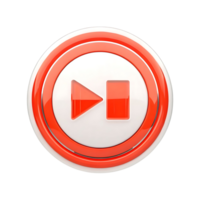 Glossy Red and White Circle Media Player Button Icon Fast Forward Skip png