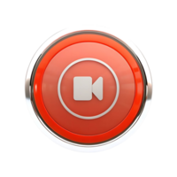 Shiny Red and Silver Circular Player Button Icon Graphic Design Element png